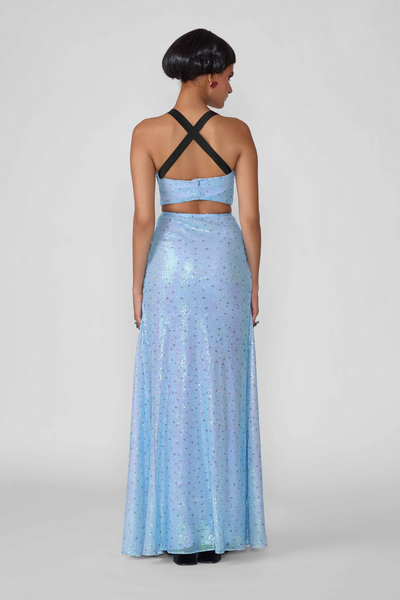 Astraea - Baby Blue Sequin Tulle Cutout Gown-RTS