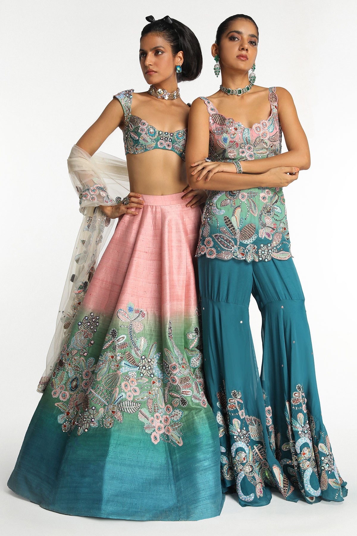 Azurena Buy Azurena Aurora Ombre Raw Silk Lehenga Set Online | Aisha Rao
