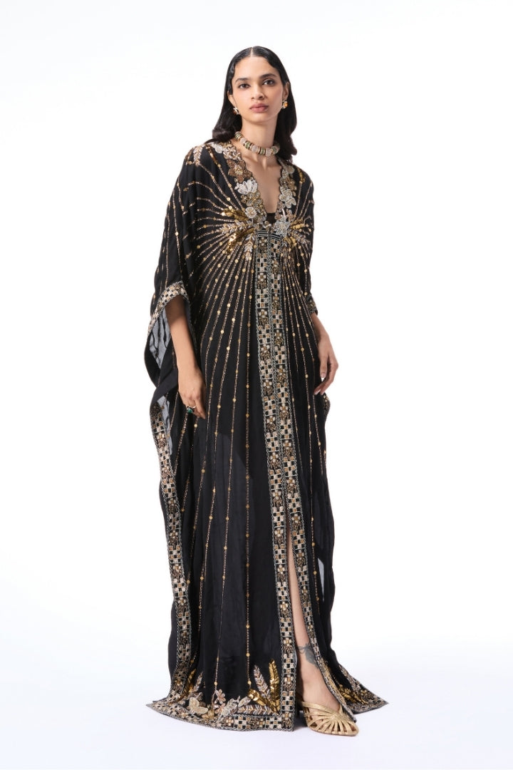 Willowlush - black double georgette kaftan
