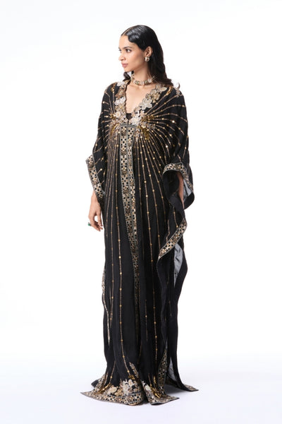 Willowlush - black double georgette kaftan
