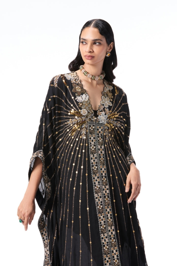 Willowlush - black double georgette kaftan