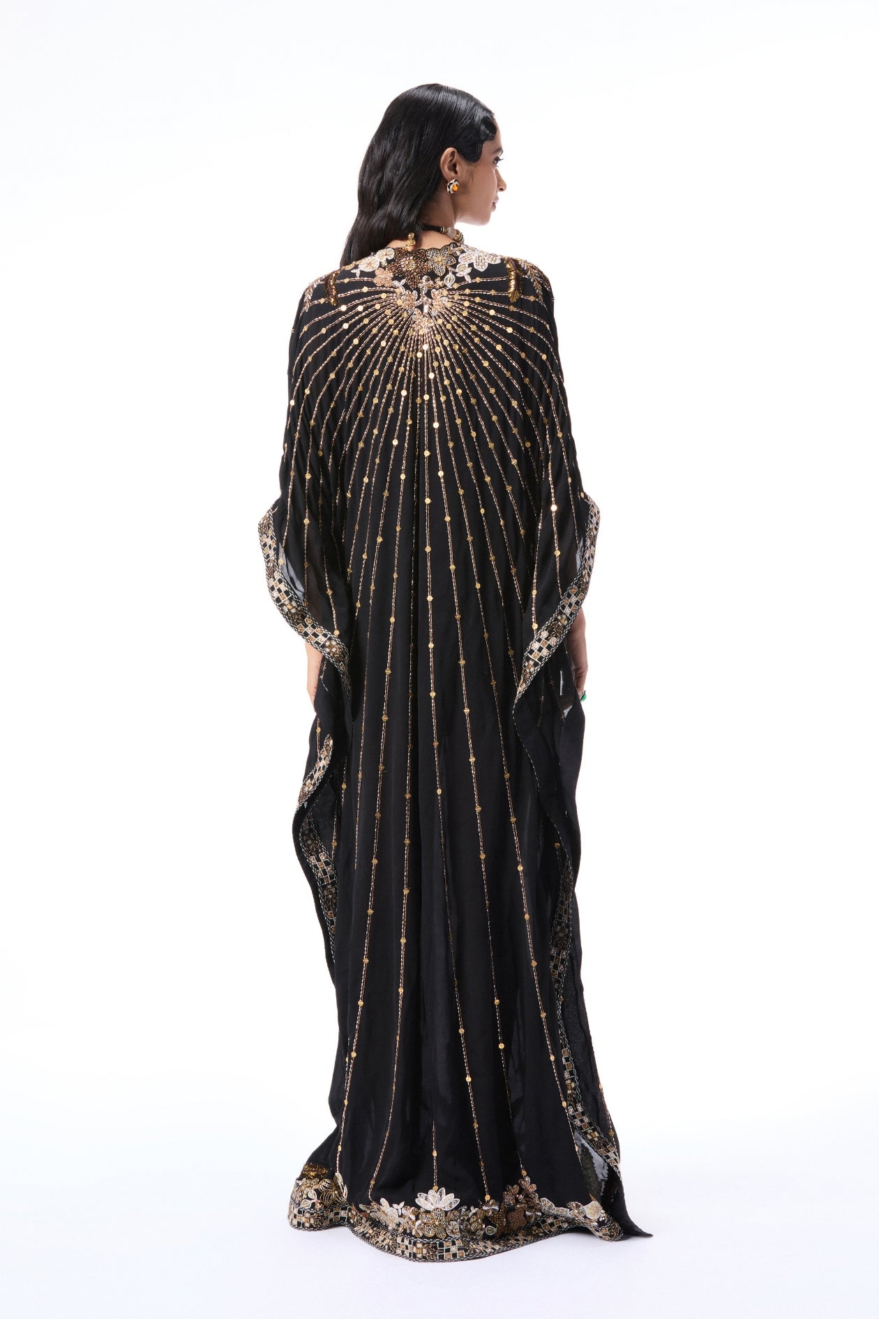 Willowlush - black double georgette kaftan