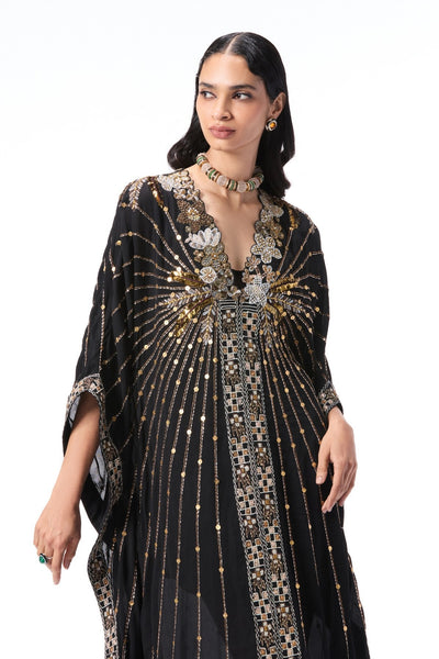 Willowlush - black double georgette kaftan