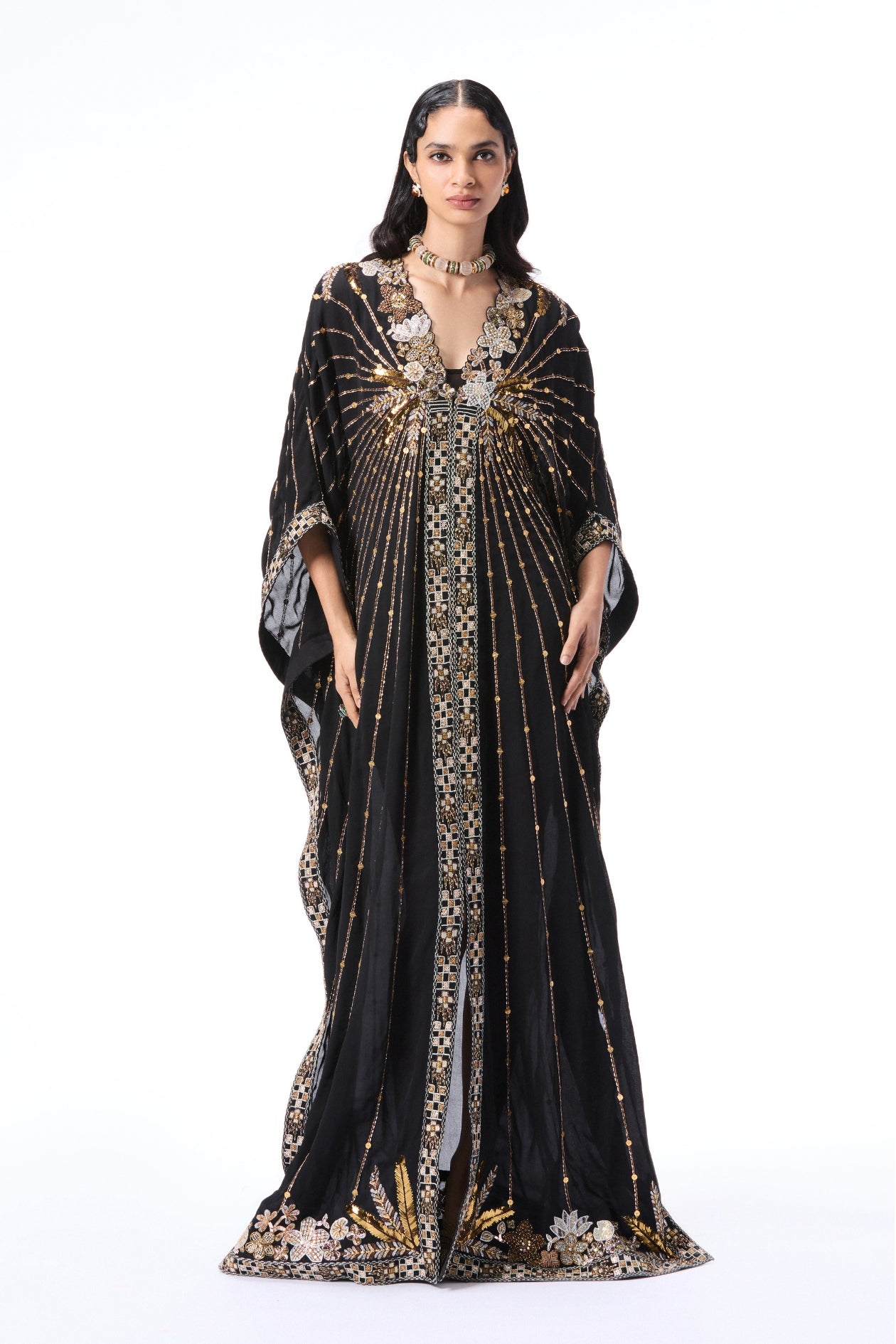 Willowlush - black double georgette kaftan