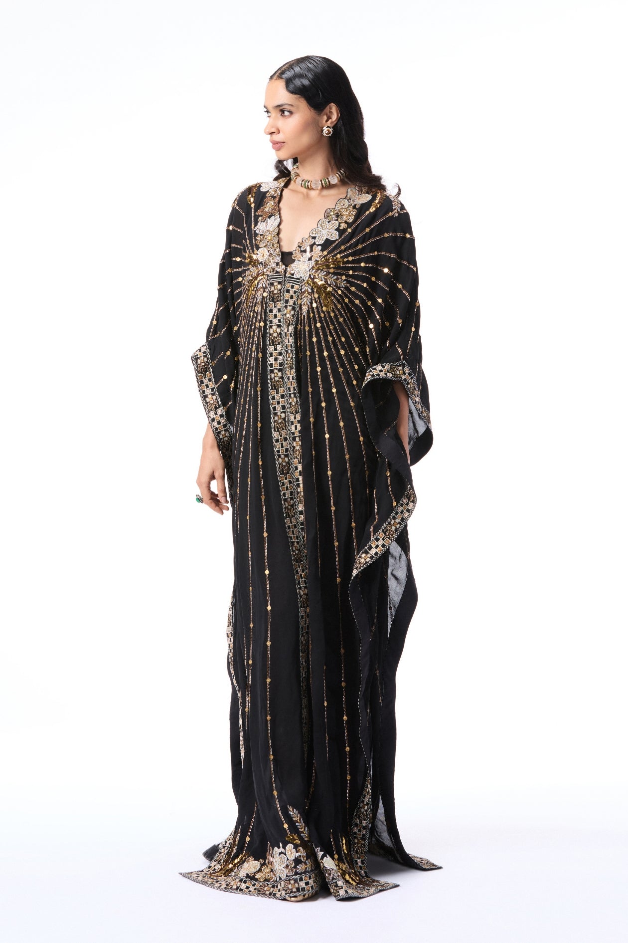 Willowlush - black double georgette kaftan