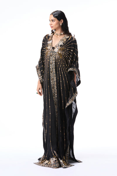 Willowlush - black double georgette kaftan