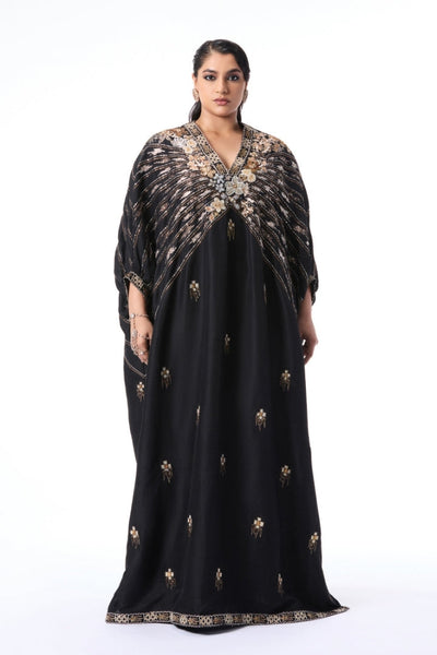 Noircrest - black dupion silk kaftan