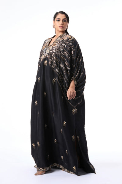 Noircrest - black dupion silk kaftan