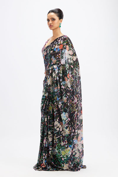 Aisha Rao blouse with floral applique left side view