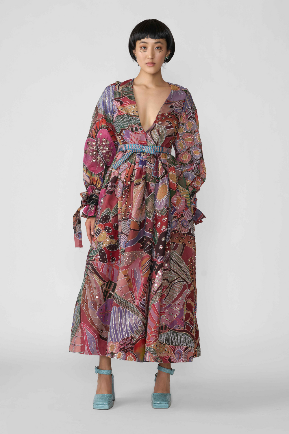 Alara – Coral Printed Organza Dress