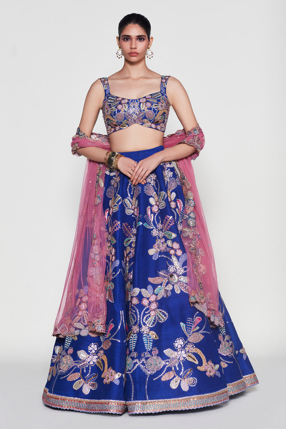 Bleue - Electric Blue Raw Silk Lehenga