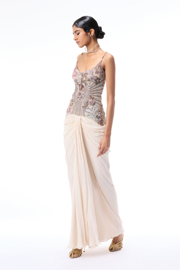 Mistmuse - ivory chiffon & tulle gown