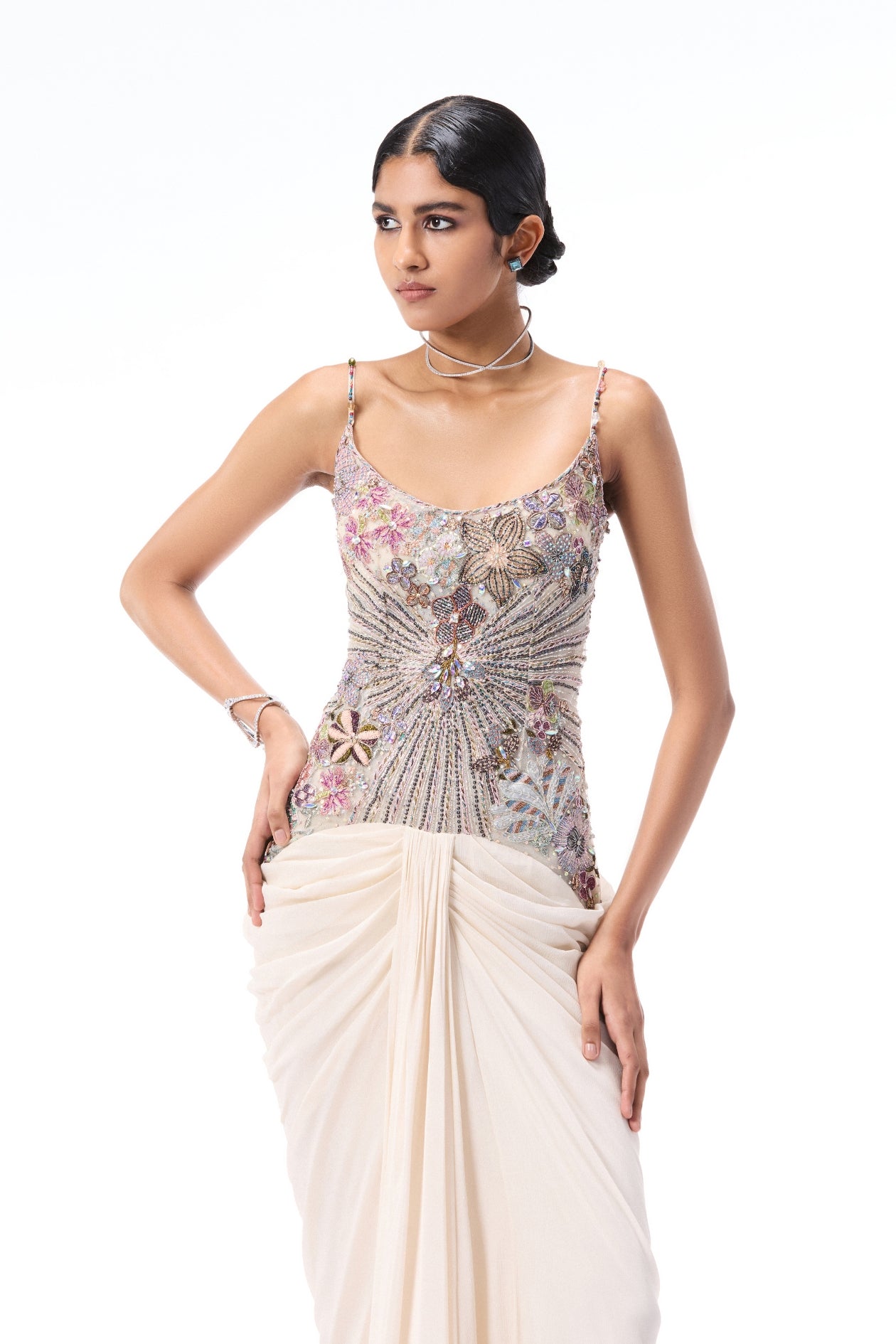 Mistmuse - ivory chiffon & tulle gown