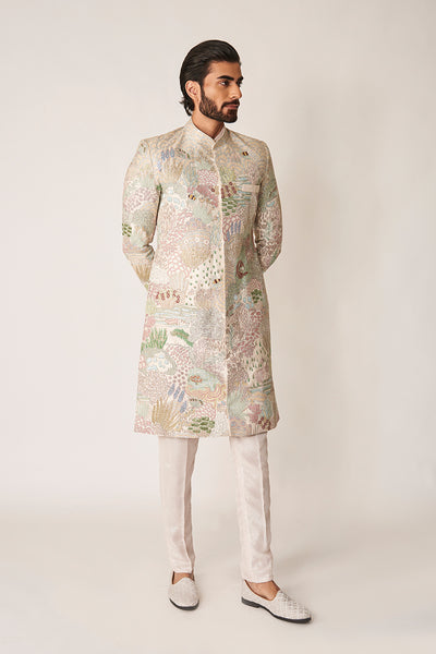Sherwani and kurta pants silhouette right view