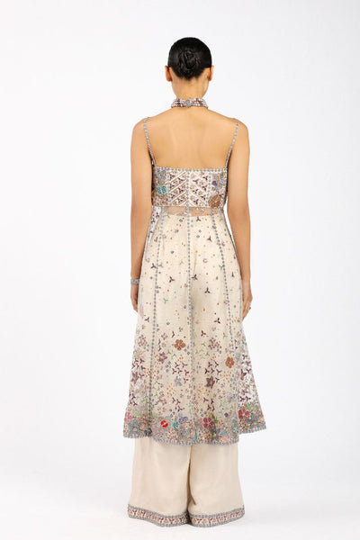 Back view of Matilda ivory applique embellished anarkali