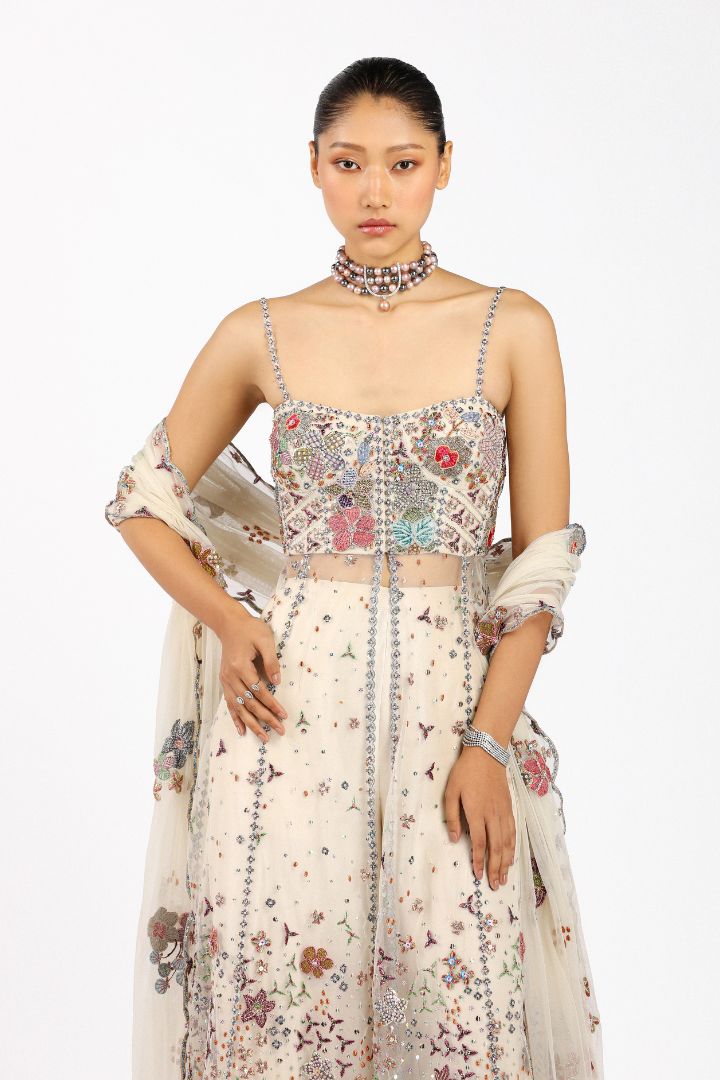 Embellished bodice close-up of Matilda ivory anarkali