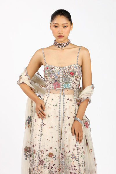 Embellished bodice close-up of Matilda ivory anarkali