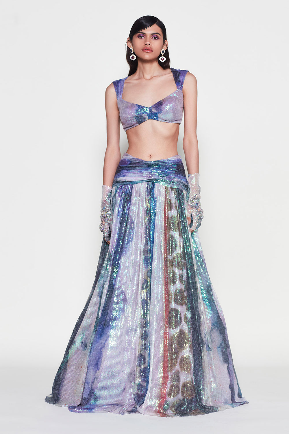 Helicona - Mist Purple sequin Tulle Lehenga