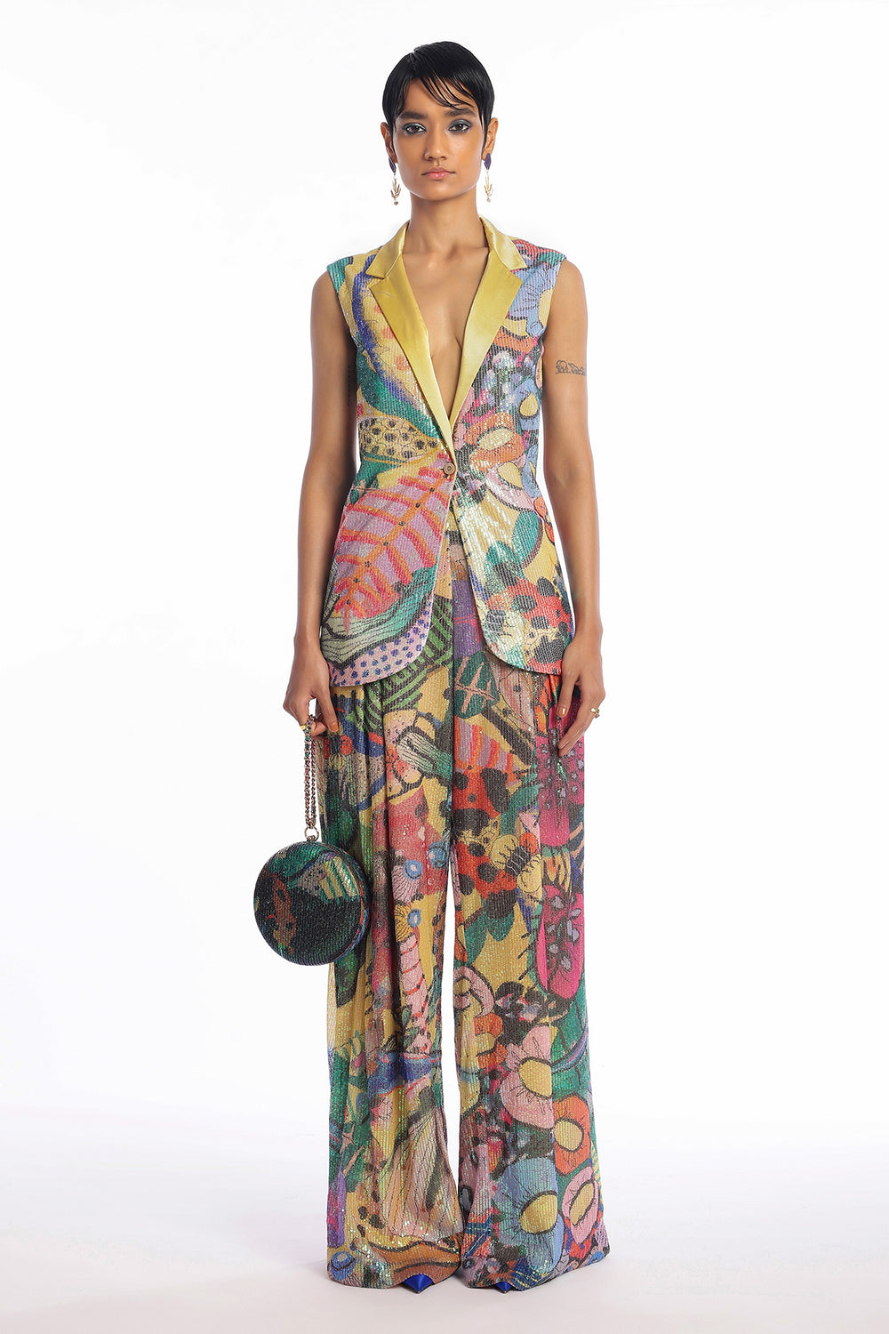 Merge - Multicolour Sequin Tulle Pantsuit