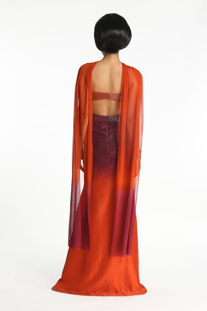 Buy Burnt Orange Plum Ombre Maxi Dress Online