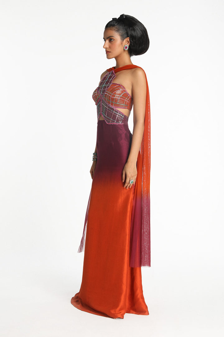 fitted lace wedding dress Front And Center Orange Ombre Maxi Dress – Shop the Mint main image 0