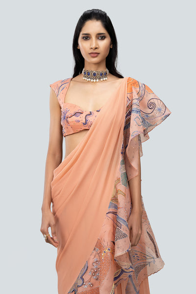 Georgette fabric texture and embroidery detail