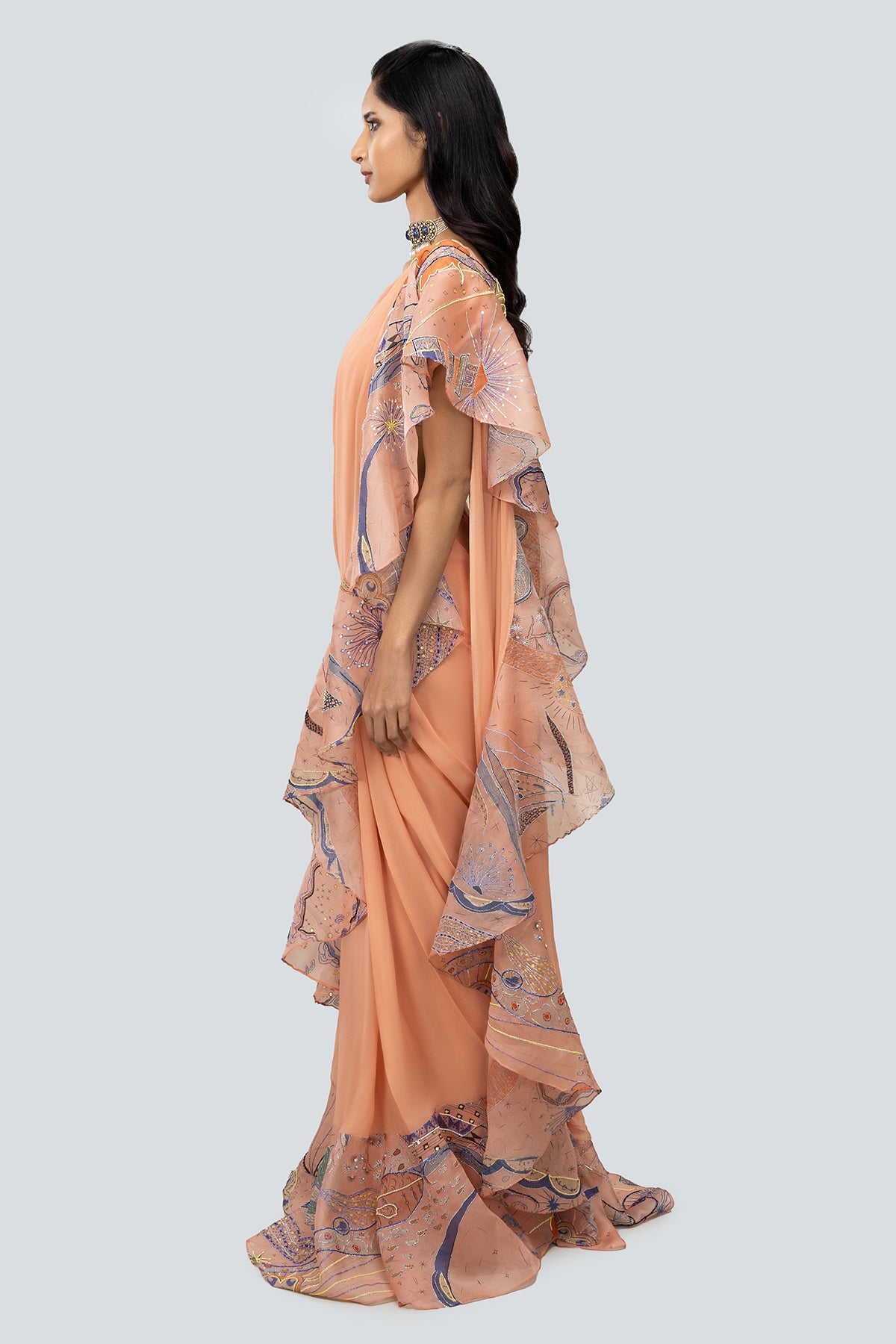 Silhouette showing fabric layers and texture