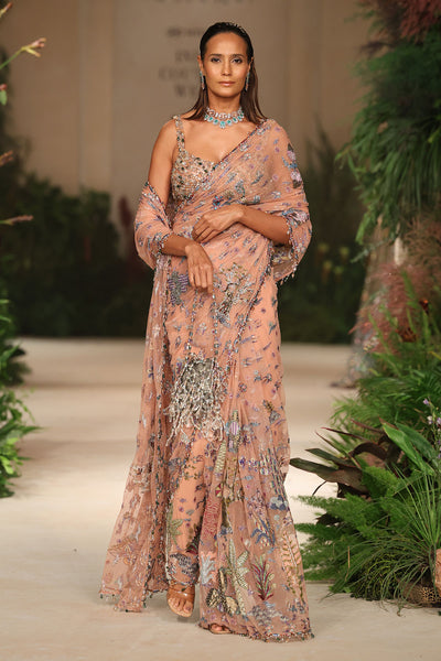 Blouse beadwork detail capturing couture embellishment on the banarasi tissue brocade blouse