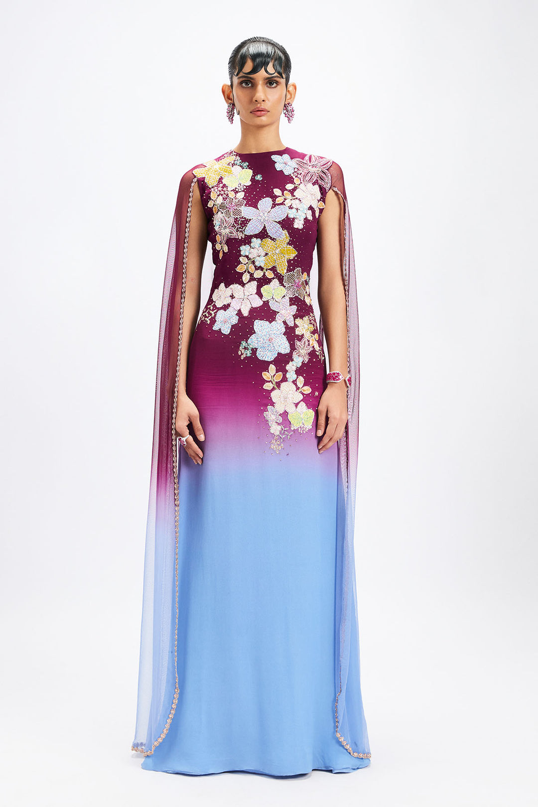 blue plum dress Eden Embellished Draped Strapless A-Line Mini Dress in Sky Blue