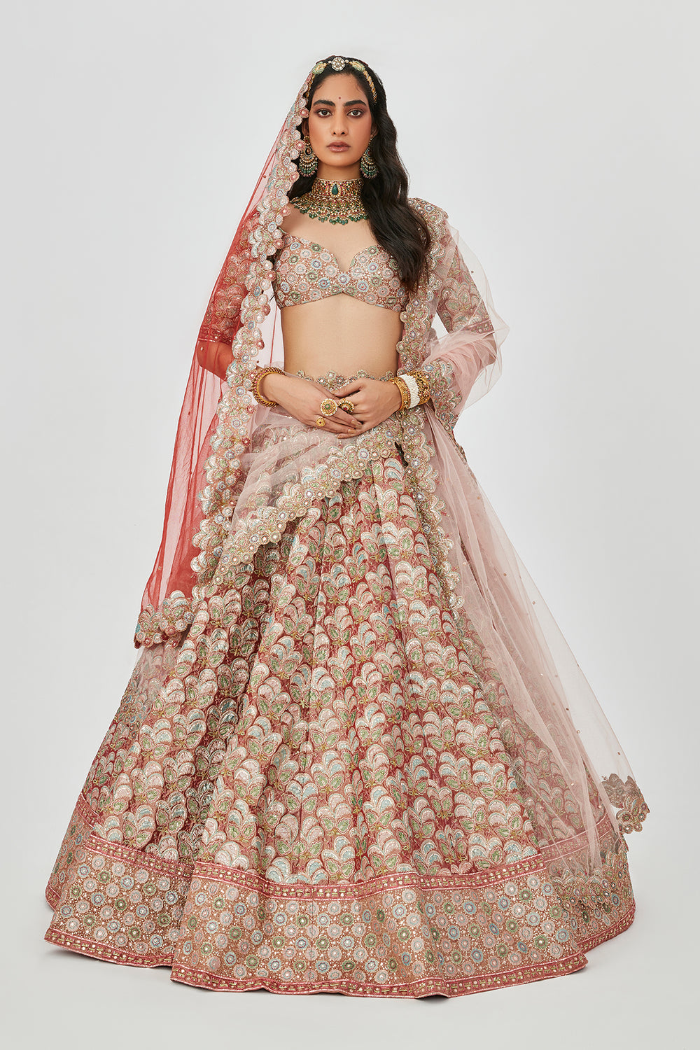 Tara - Rust Tissue Lehenga