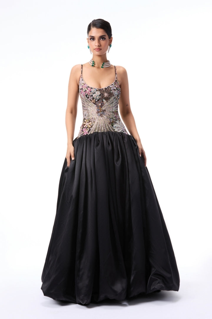 Sunflair - Black taffeta satin gown