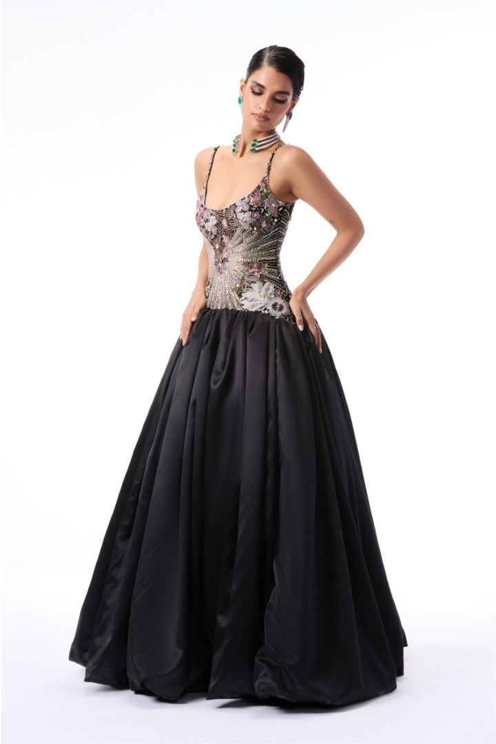 Sunflair - Black taffeta satin gown