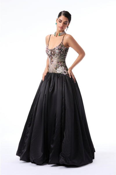 Sunflair - Black taffeta satin gown