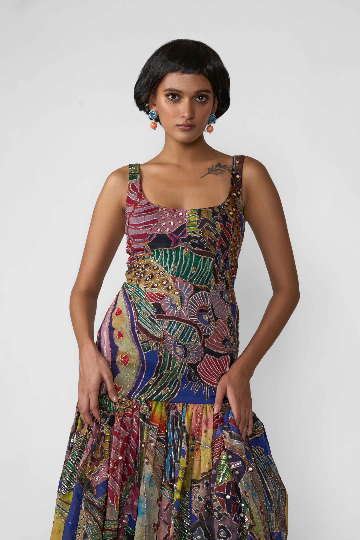 Buy Nerys Zaffre Blue Organza Bodycone Dress Online