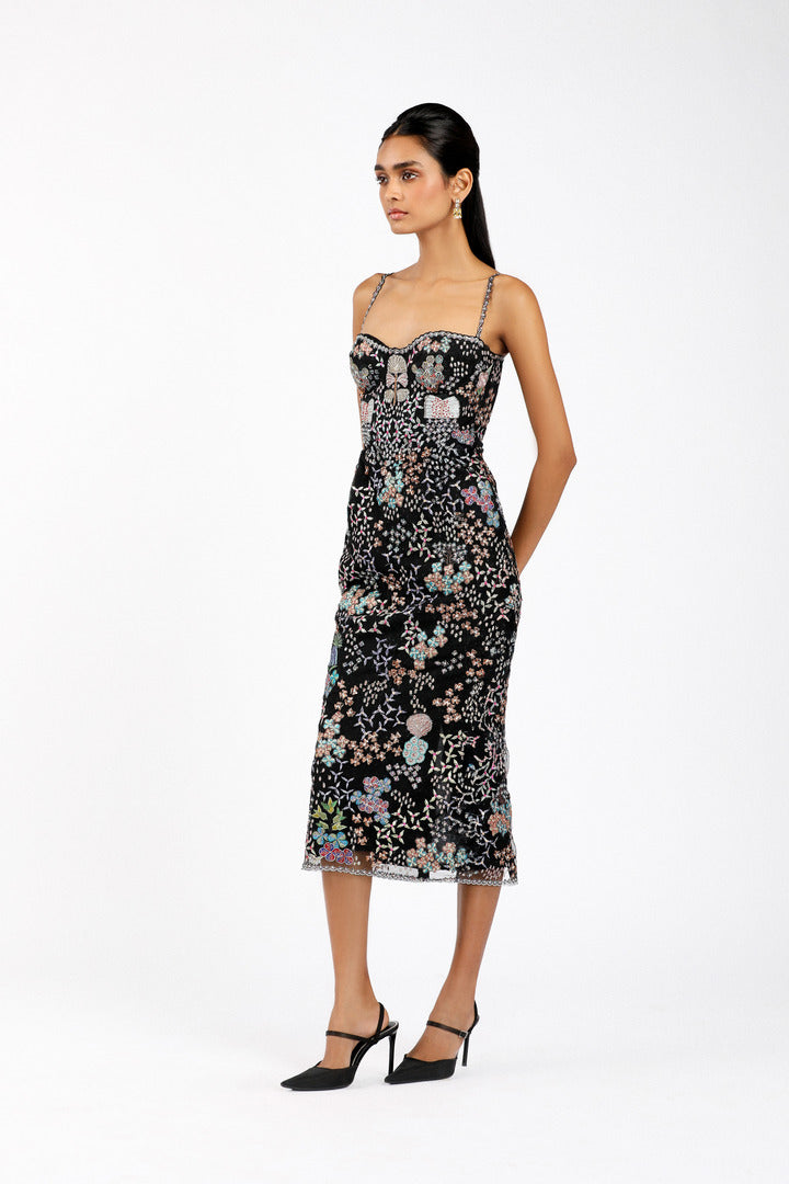 Isavelle - Black Tulle Net Bodycon Dress-RTS