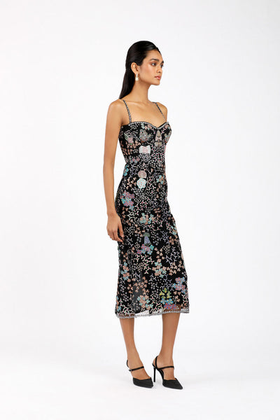 Isavelle - Black Tulle Net Bodycon Dress-RTS