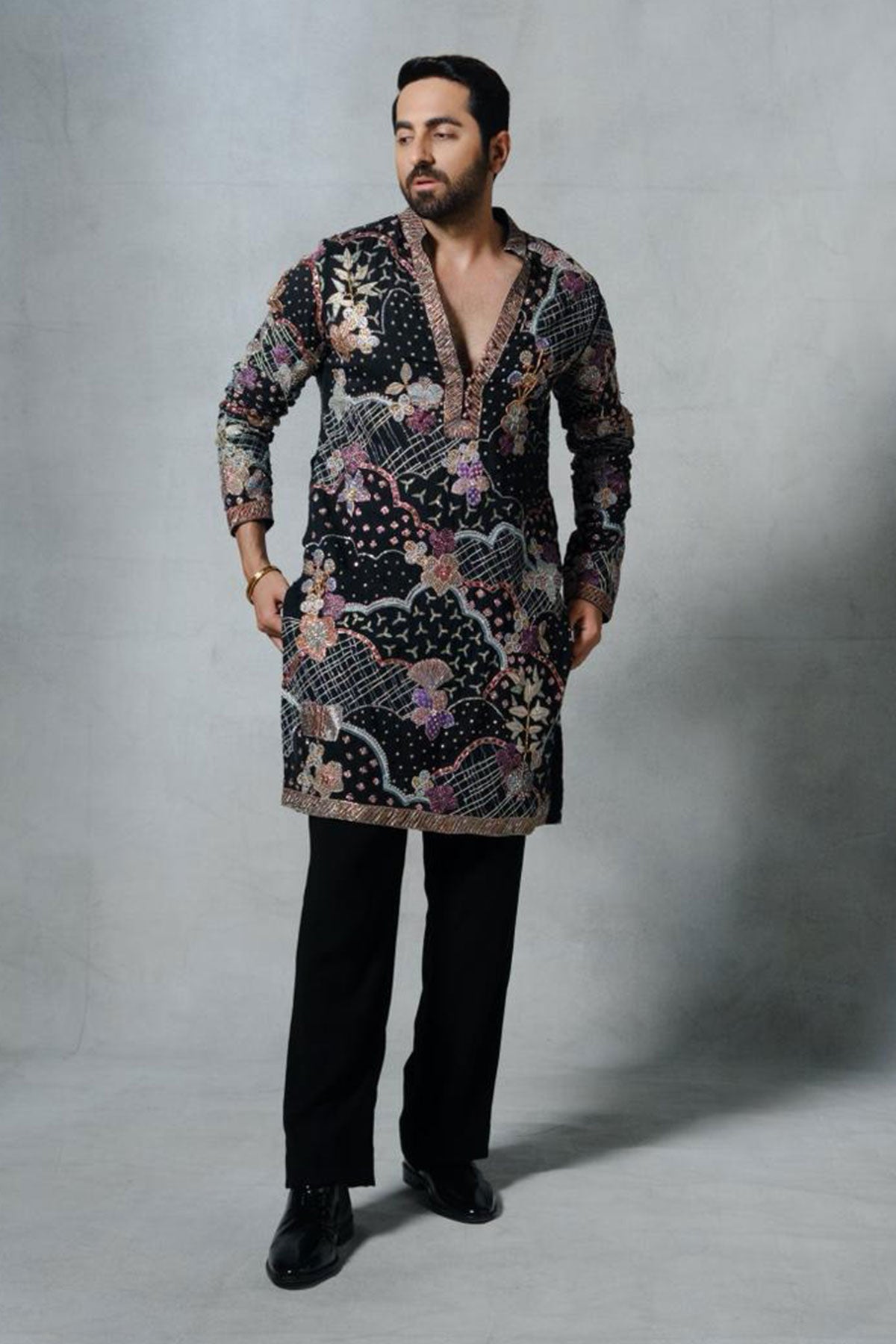 Ayushmann Khurrana in Bailora - Black Organza Kurta