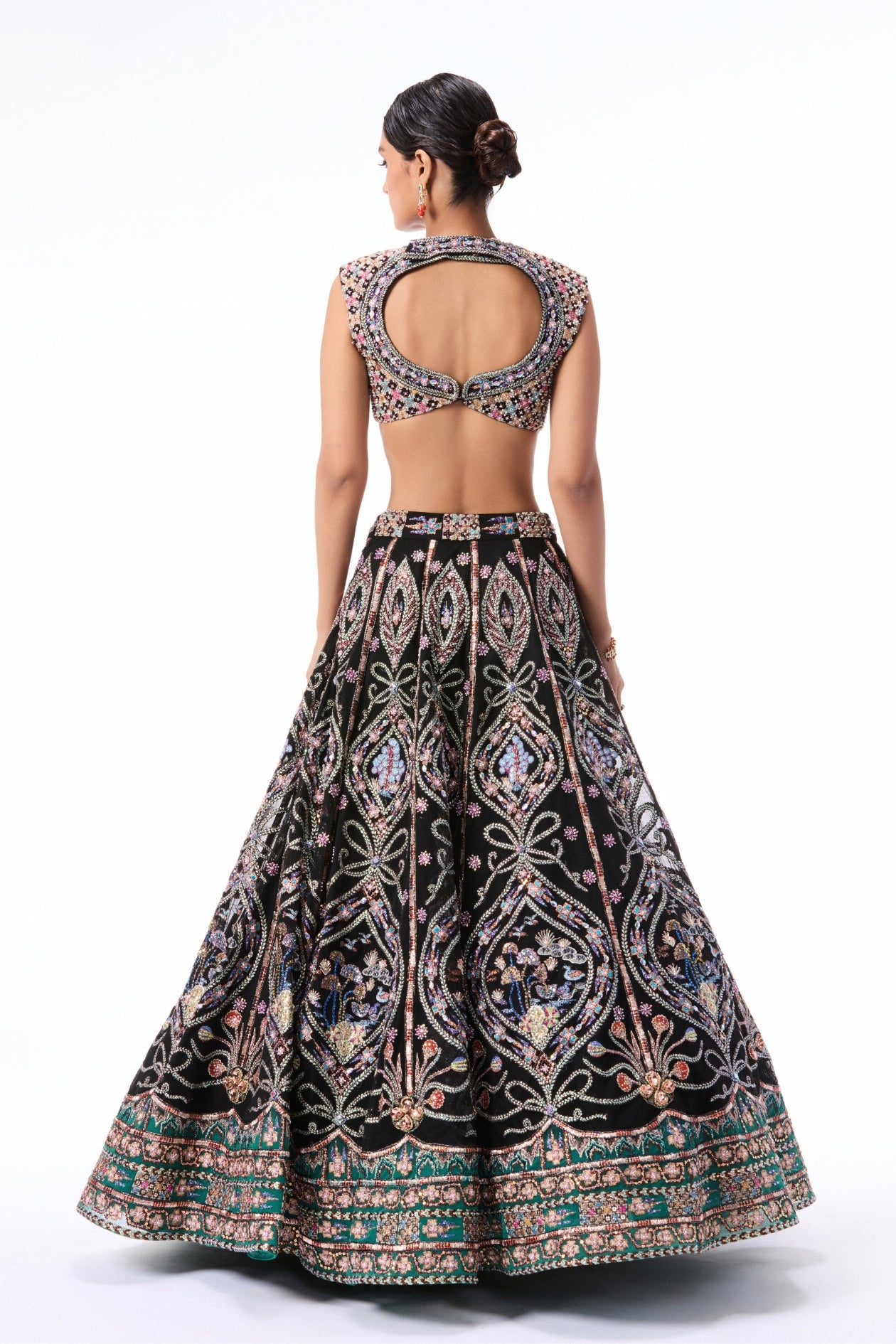 HEARTVALE - Black Teal tulle lehenga