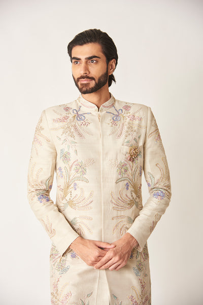 Close-up of embellished sherwani front panel