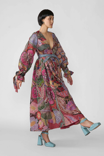 Alara - Coral Organza Dress-RTS