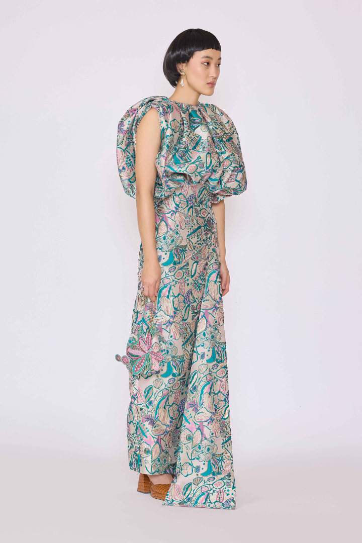 Solstice - Pink Green Jacquard Gown-RTS