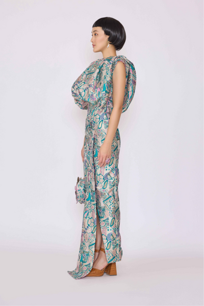 Solstice - Pink Green Jacquard Gown-RTS