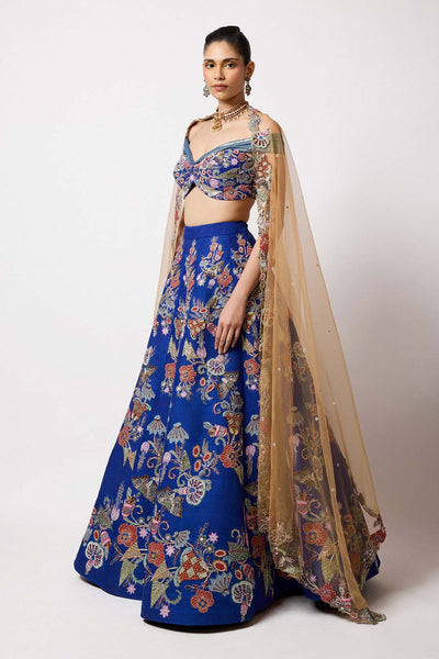 Side profile of butterfly applique lehenga Aisha Rao