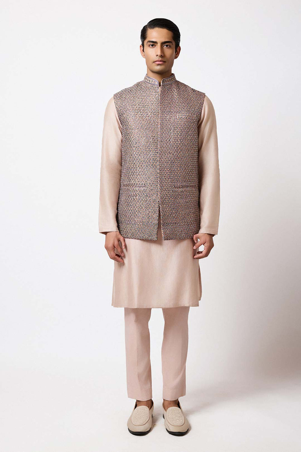 Alviran - Gold Jaal Raw Silk Bundi