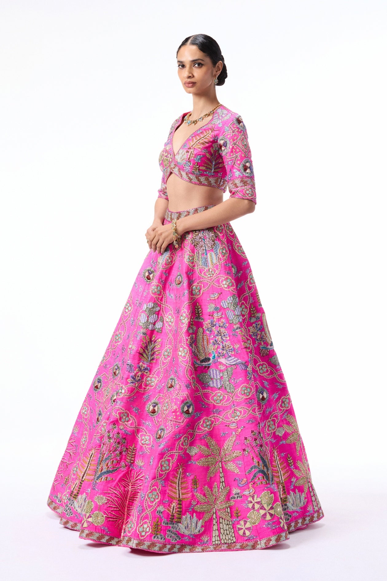 Sunspell hot pink raw silk Lehenga