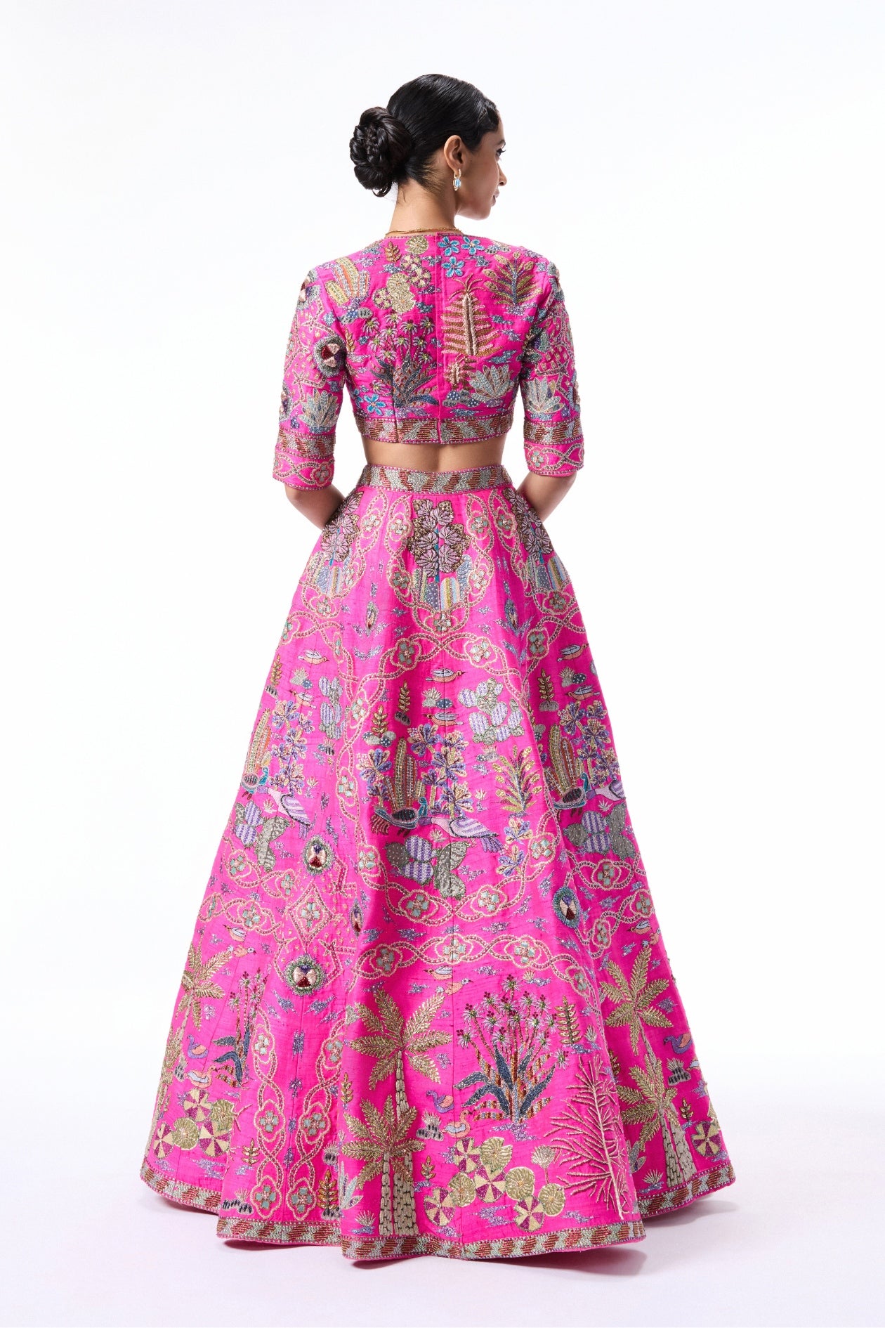 Sunspell hot pink raw silk Lehenga