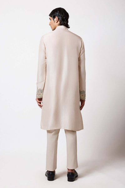 Dupion silk lehenga texture and trim close-up left angle