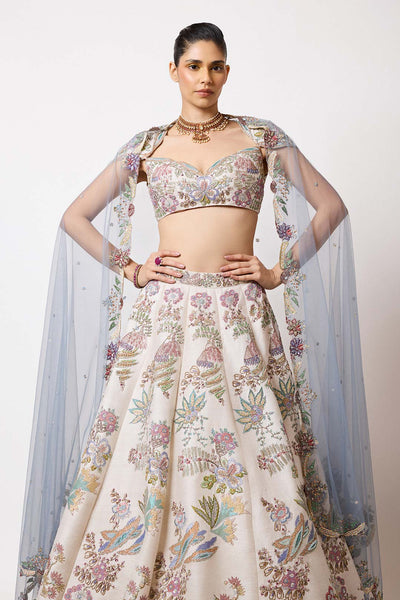 Embellished neckline and dupatta detail close-up front