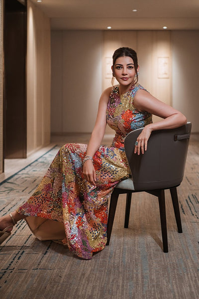 kajal aggarwal in aisharao matilda gown 