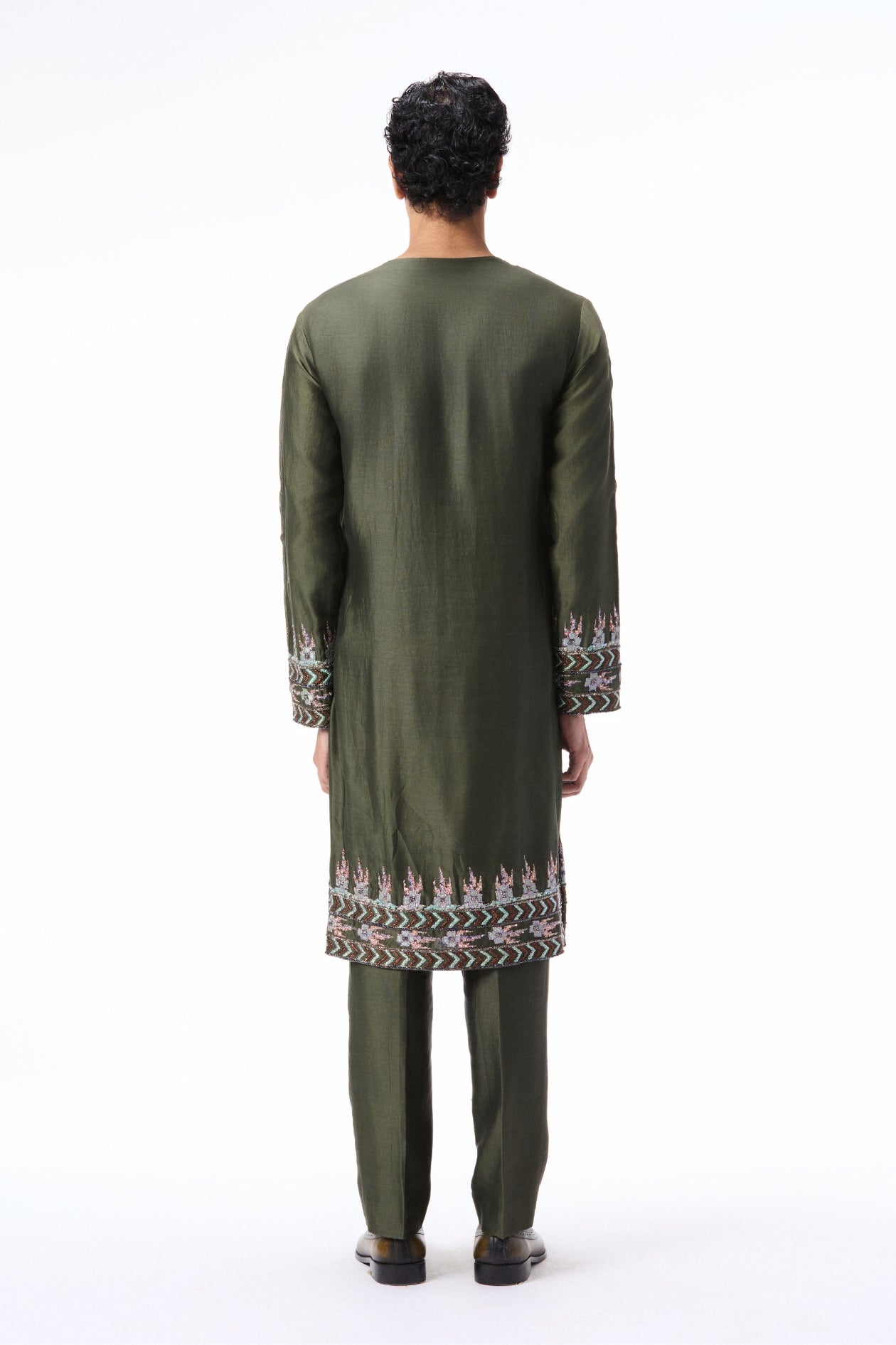 Edenwhirl - lush green chanderi silk kurta